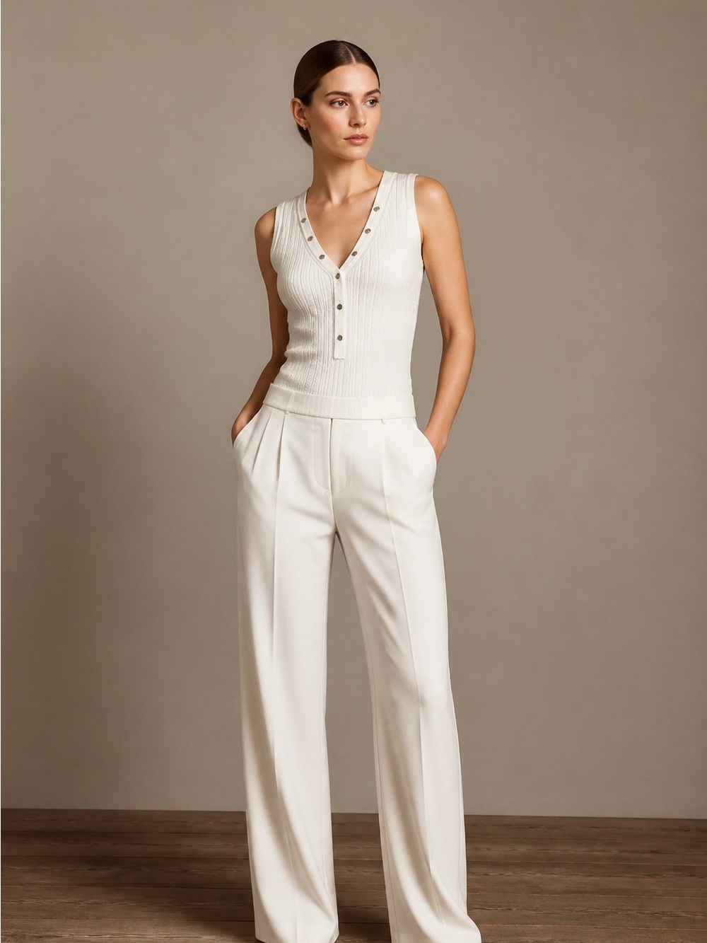 Whbm white Sleeveless Rib Tank